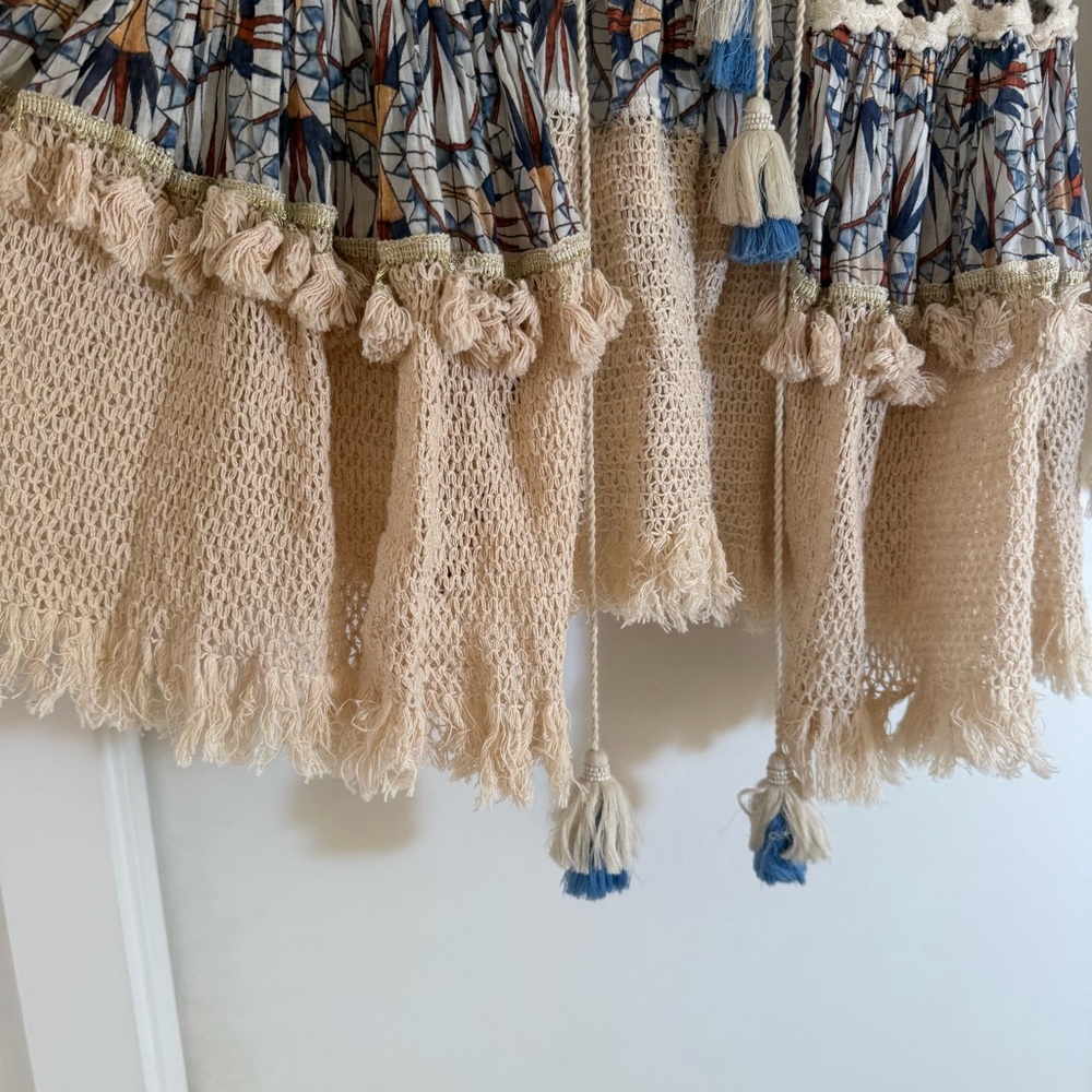 Kitsch & Pop Anthro Boho Tie Front Crochet Layered Long Tunic/Dress Festival S/M - Picture 8 of 16
